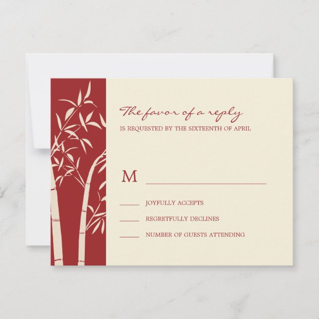 Lucky Bamboo Wedding RSVP Card - Red Karte (Vorderseite)