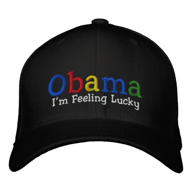 Lucky Barack Obama bestickter Hat Bestickte Baseballkappe (Vorderseite)