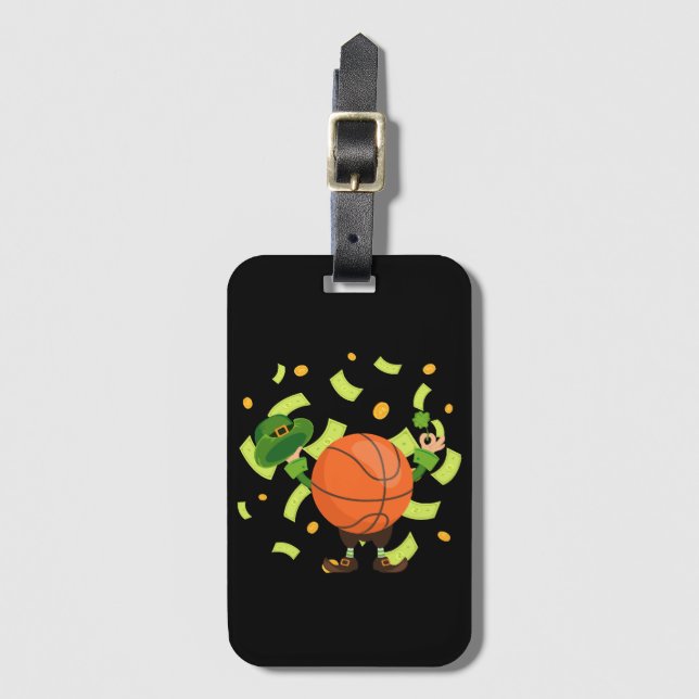 Lucky Basketball Happy Patrick's Day Gepäckanhänger (Vorderseite Vertikal)