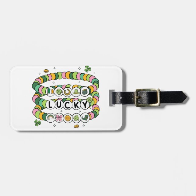 Lucky Beaded Bracelet St. Patrick's Day Design Gepäckanhänger (Vorderseite horizontal)