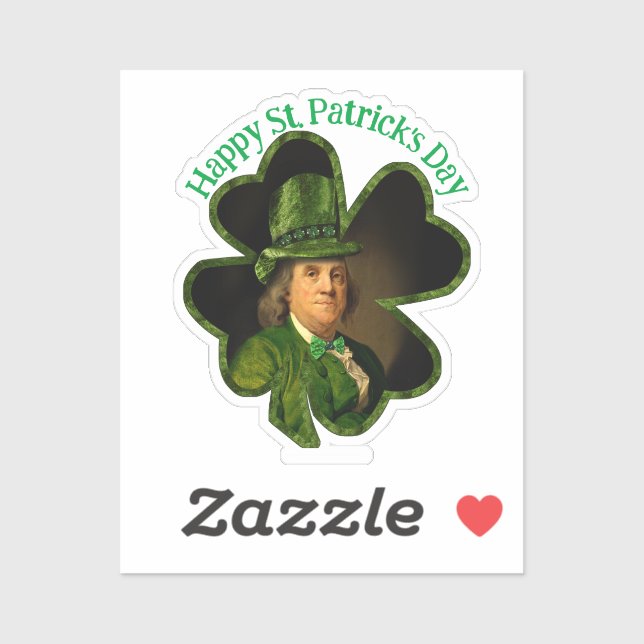 Lucky Ben Franklin St. Patrick's Day Aufkleber (Blatt)