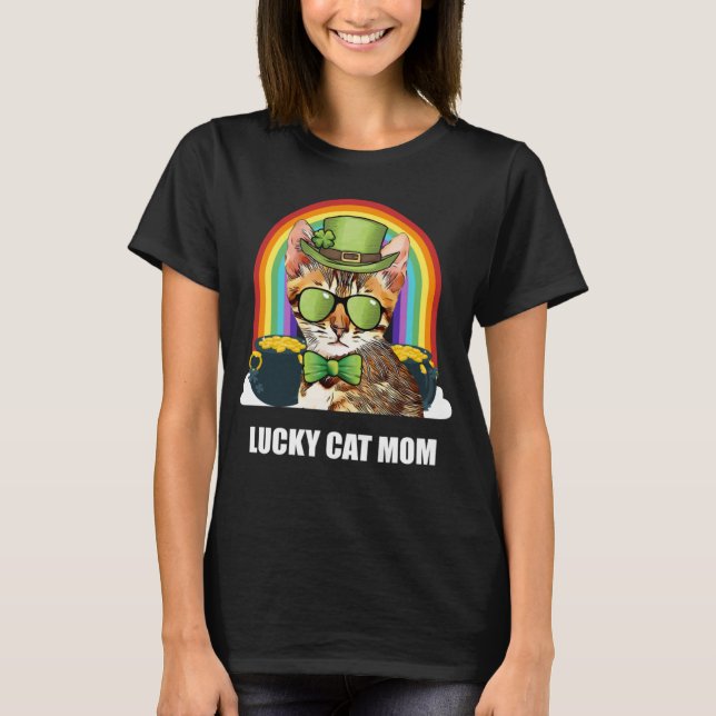 Lucky Bengalisch Cat Mama St Patricks Day T-Shirt (Vorderseite)