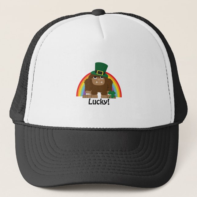 Lucky Bigfoot Leprechaun Truckerkappe (Vorderseite)