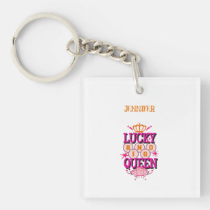 Lucky Bingo Queen /editierbarer Name Schlüsselanhänger