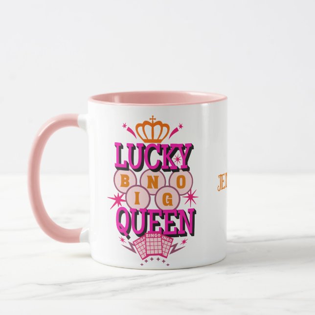 Lucky Bingo Queen /editierbarer Name Tasse (Links)