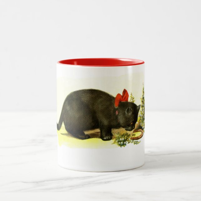 Lucky Black Cat Zweifarbige Tasse (Mittel)