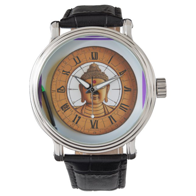 Lucky Bouddha Montre En Cuir (devant)