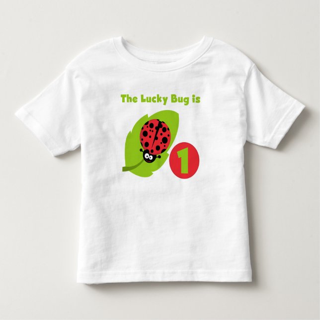 Lucky Bug 1. Geburtstag T - Shirt und Geschenke (Vorderseite)
