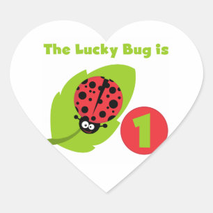 Lucky Bug 1. Geburtstag T - Shirt und Geschenke Herz-Aufkleber