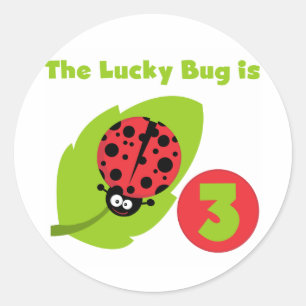 Lucky Bug 3. Geburtstag T Shirts und Geschenke Runder Aufkleber