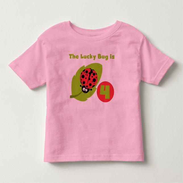 Lucky Bug 4. Geburtstag T - Shirt und Geschenke (Vorderseite)