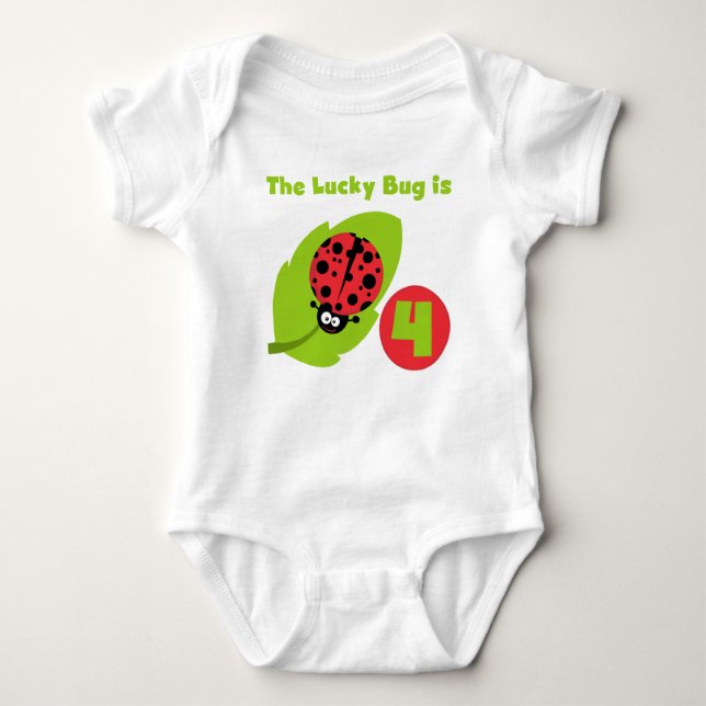 Lucky Bug 4. Geburtstag T - Shirt und Geschenke (Vorderseite)
