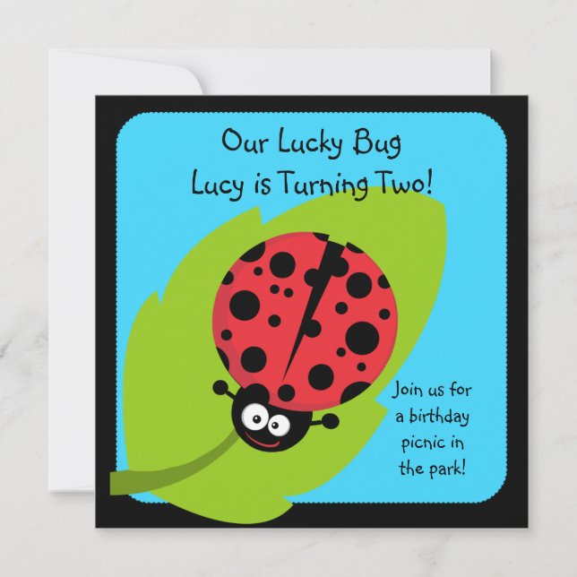 Lucky Bug Customisé Invitations d'anniversaire (Devant)