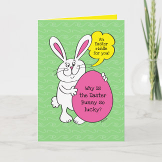 Lucky Bunny Pâques Funny Riddle Pour Carte Enfants