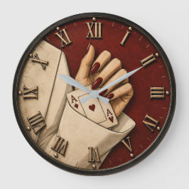 Lucky Card Queen Elegant Playing Cards Casino Art  Große Wanduhr