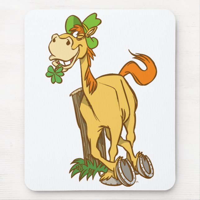Lucky Cartoon Horse auf St Patrick's Day Mousepad (Vorne)