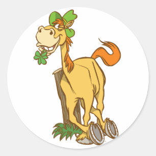 Lucky Cartoon Horse sur Sticker St Patrick's Day