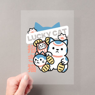 Lucky Cat Art – Maneki Neko mit Goldmünze Acryleinladungen