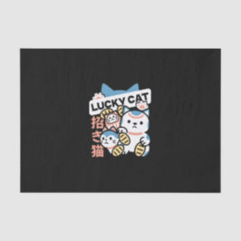Lucky Cat Art – Maneki Neko with Gold Coin Seidenpapier