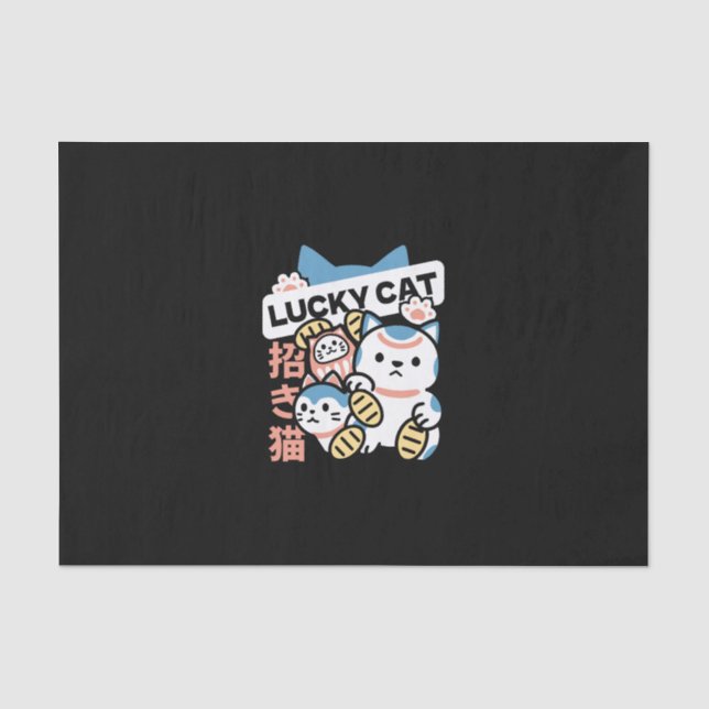 Lucky Cat Art – Maneki Neko with Gold Coin Seidenpapier (Vorderseite)