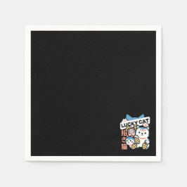 Lucky Cat Art – Maneki Neko with Gold Coin Serviette