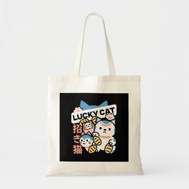 Lucky Cat Art – Maneki Neko with Gold Coin Tragetasche (Vorne)