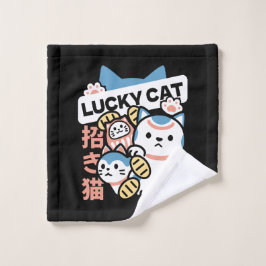 Lucky Cat Art – Maneki Neko with Gold Coin Waschlappen