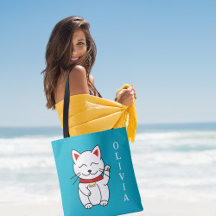 Lucky Cat Art Moderne Sac fourre-tout personnalisé