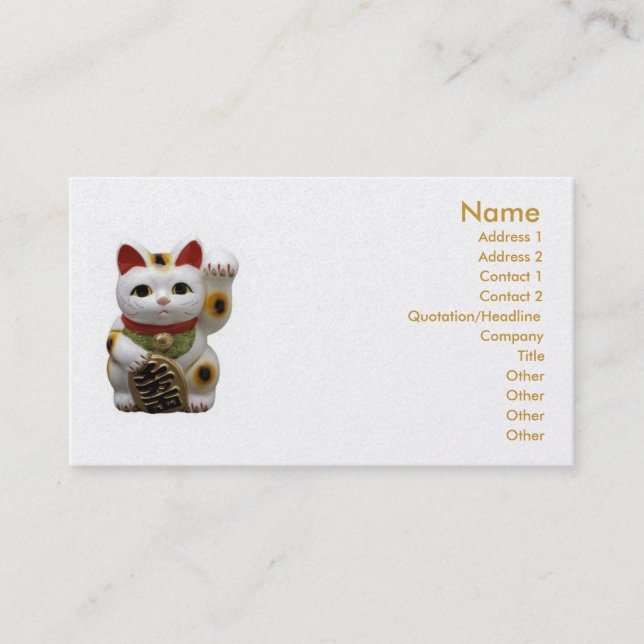 Lucky Cat Carte de visite (Devant)