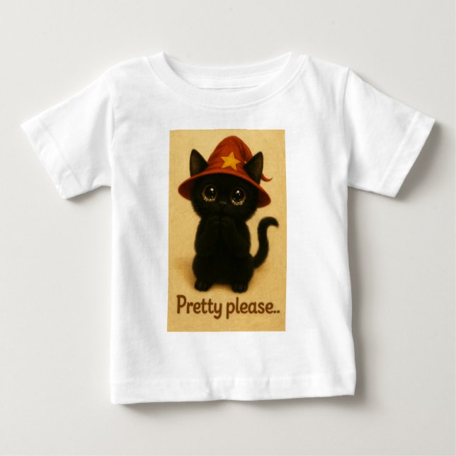 Lucky Cat Emi – Kawaii Begging Pose Witch Cat Baby T-shirt (Vorderseite)