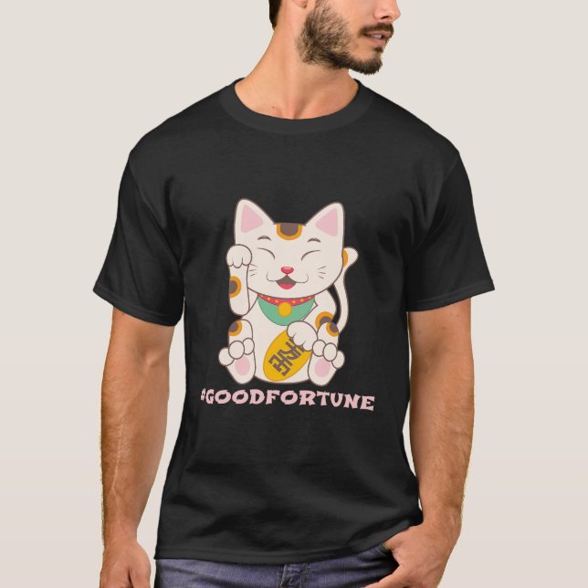 Lucky Cat Good Fortune Maneki Neko T-Shirt (Vorderseite)
