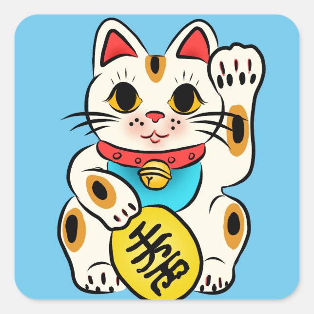 Lucky cat Maneki Neko Aufkleber (Vorderseite)