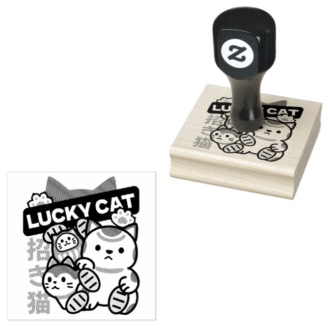 Lucky Cat Maneki Neko – Japanese Fortune Cat  Gummistempel (Stempel)