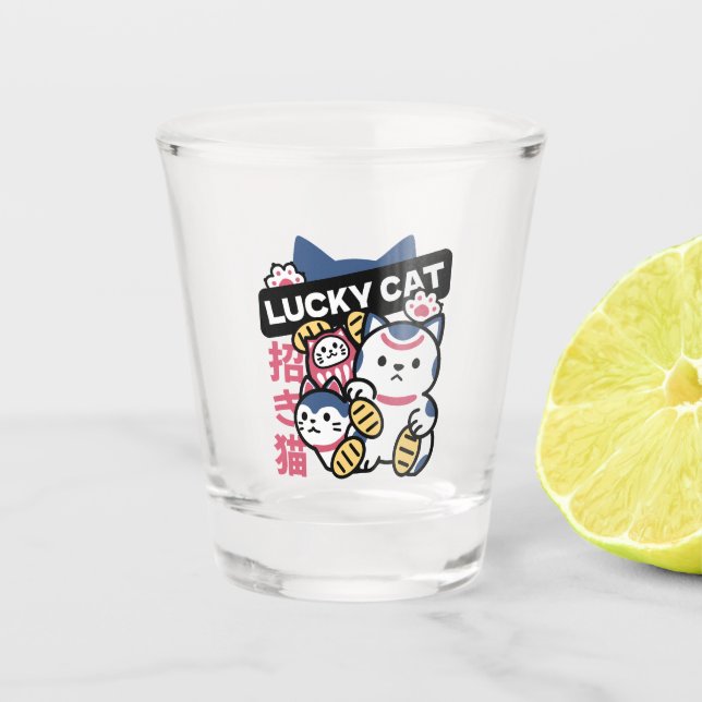 Lucky Cat Maneki Neko – Japanese Fortune Cat  Schnapsglas (Vorderseite)