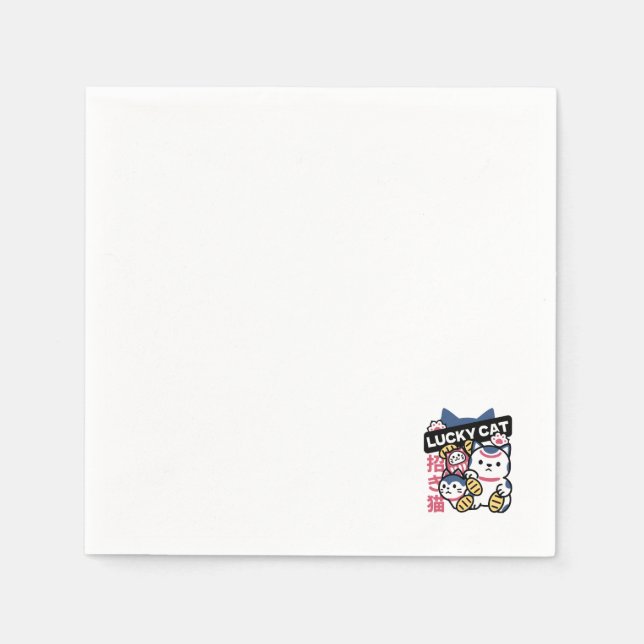 Lucky Cat Maneki Neko – Japanese Fortune Cat  Serviette (Vorderseite)