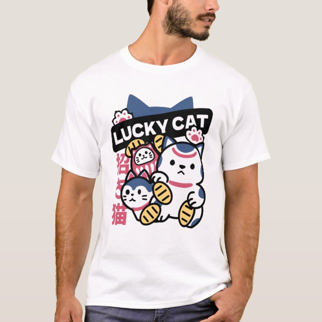 Lucky Cat Maneki Neko – Japanese Fortune Cat  T-Shirt (Vorderseite)