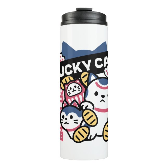Lucky Cat Maneki Neko – Japanese Fortune Cat  Thermosbecher (Vorderseite)
