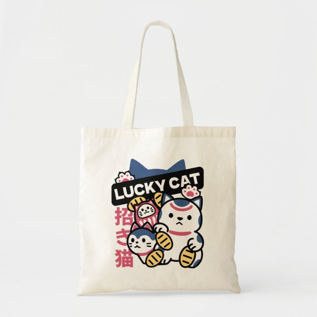 Lucky Cat Maneki Neko – Japanese Fortune Cat  Tragetasche (Vorne)