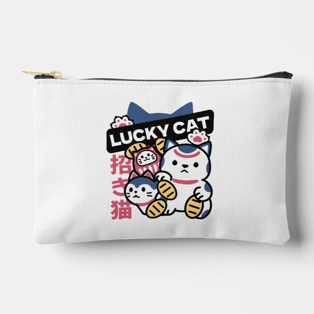 Lucky Cat Maneki Neko – Japanese Fortune Cat  Zubehörtasche (Vorderseite)