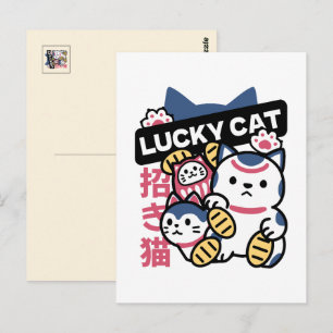 Lucky Cat Maneki Neko – Japanische Glückskatze Postkarte