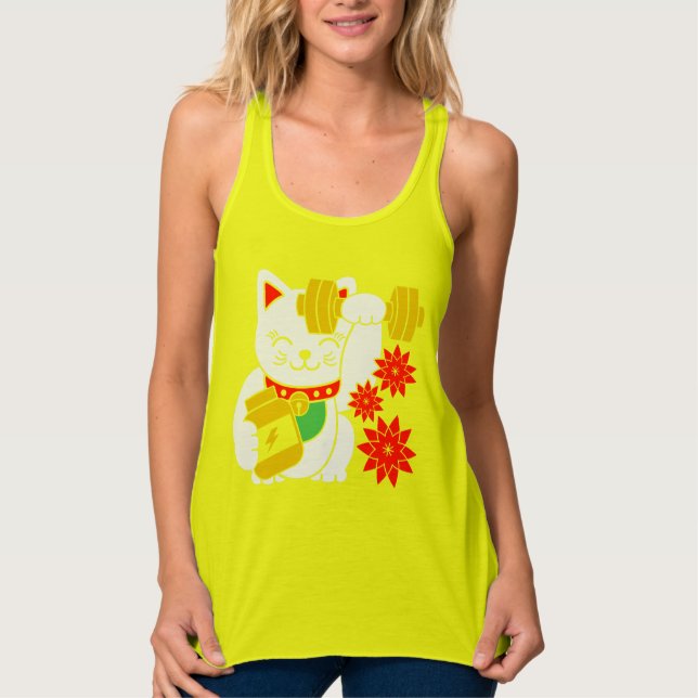Lucky Cat Maneki Neko Lift Workout Shirt (Vorderseite)