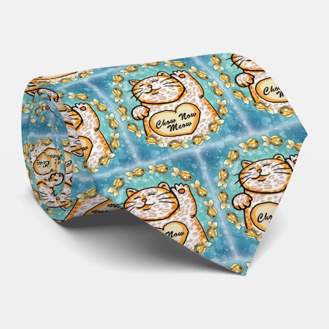 Lucky Cat Meow Krawatte (Gerollt)
