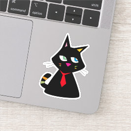 Lucky Cat mit Krawatte Doodle Aufkleber