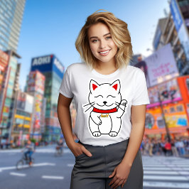 Lucky Cat Moderner Minimalistischer Personalisiert Tri-Blend Shirt