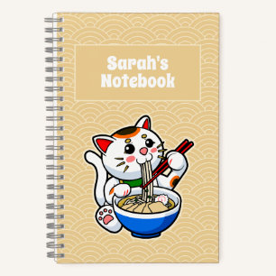 Lucky Cat Ramen Personalisiert Notizbuch