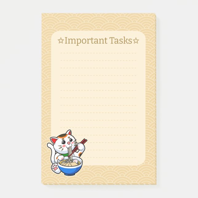 Lucky Cat Ramen Post-it Klebezettel (Vorderseite)