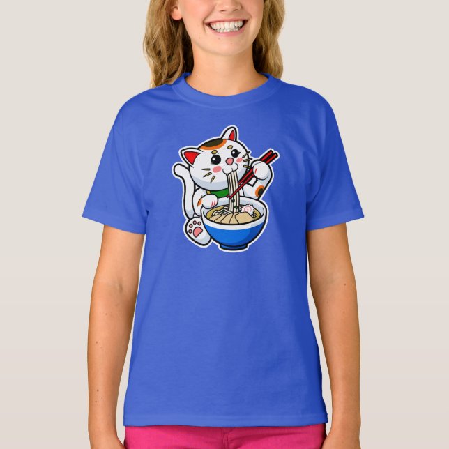 Lucky Cat Ramen Tri-Blend Shirt (Vorderseite)