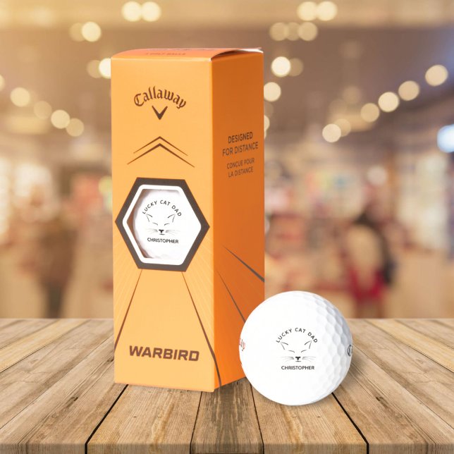 Lucky Cat Vater Personalisiert Golfball (Add the name of your lucky cat dad!)