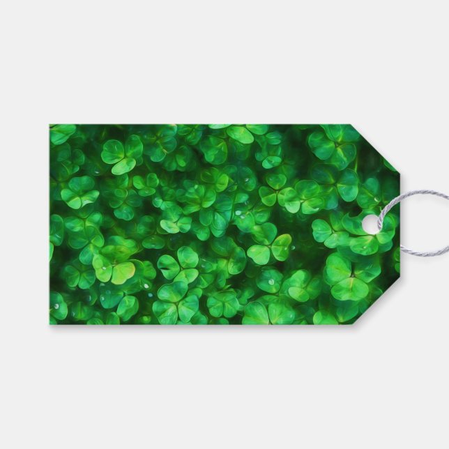 Lucky Celtic Irish Green Kleeblatts Geschenkanhänger (Vorderseite (Horizontal))