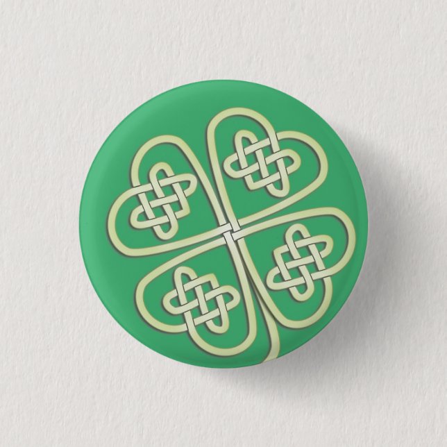 Lucky Celtic Vierblättriges Kleeblatt Button (Vorderseite)